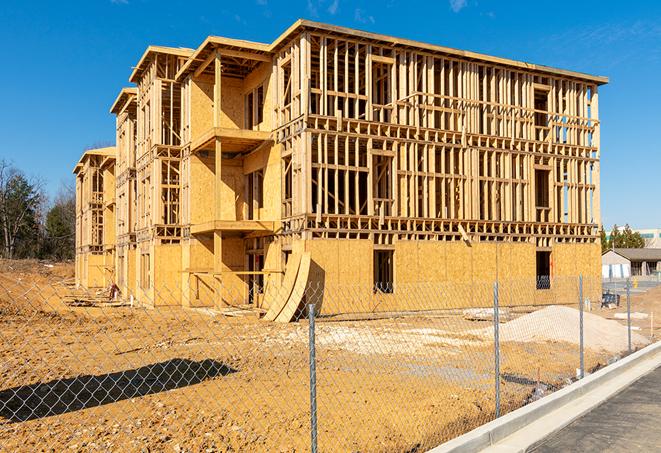 a snapshot of temporary chain link fences protecting a large construction project from unauthorized access in Jamestown, RI